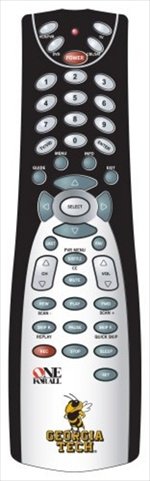 0877435001403 - ONE FOR ALL 4 DEVICE UNIVERSAL REMOTE CONTROL WITH GEORGIA TECH LOGO AND COLORS
