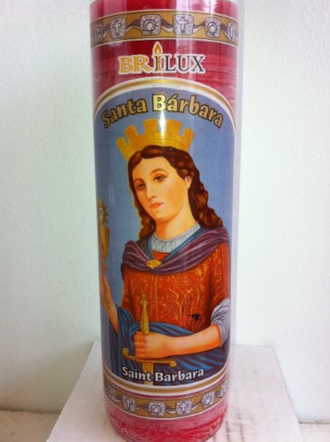 0878106000671 - SAINT BARBARA (SANTA BARBARA) 7 DAY UNSCENTED RED CANDLE IN GLASS