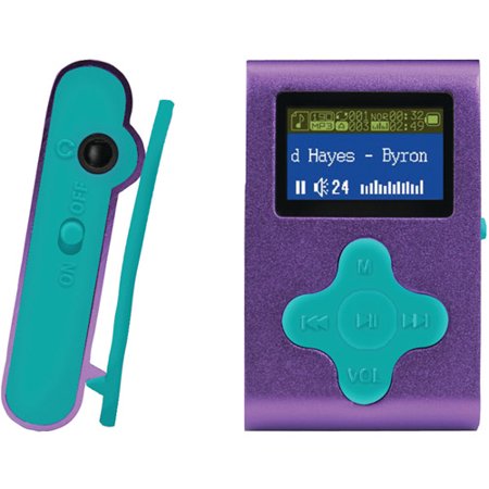 0878376003044 - ECLIPSE FIT CLIP 4GB MP3 PLAYER, PURPLE/TEAL