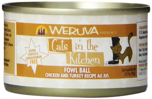 0878408008481 - WERUVA CATS IN THE KITCHEN FOWL BALL CAT FOOD (3.2 OZ (24 CAN CASE))