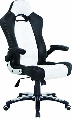 0878926004231 - VISCOLOGIC SERIES YS-8703 GAMING RACING STYLE SWIVEL OFFICE CHAIR, BLACK/WHITE