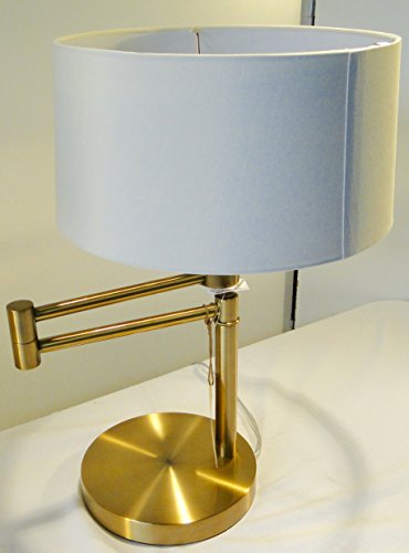 8789898991806 - RALPH LAUREN HOME ANTIQUED BRASS / GOLD SWING ARM TABLE LAMP WITH WHITE LAMP SHADE