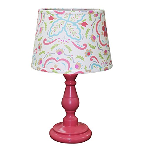 0879210008546 - MILA CORAL AND WHITE FLORAL LAMP AND SHADE BY PEANUT SHELL