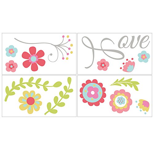 0879210008591 - MILA SELF STICK FLORAL WALL DECALS BY PEANUT SHELL