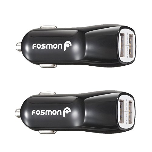 0879561232225 - DUAL PORT USB CAR CHARGER (2 PACK), FOSMON (2.1A + 1.0A) USB CAR CHARGER FOR APPLE IPHONE 7/7 PLUS, GALAXY S7/S7 EDGE, MOTO G4/G4 PLUS/G4 PLAY/Z/Z FORCE, HTC 10, LG G5, GOOGLE PIXEL/XL (BLACK)