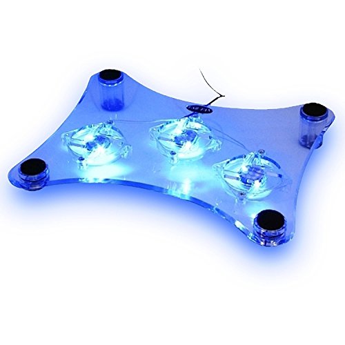 0879562276068 - FOSMON LAPTOP NOTEBOOK COOLING PAD WITH 3 FANS & BLUE LED LIGHTS FOR APPLE MACBOOK AIR / PRO / IBOOK, ALIENWARE, HP, ASUS, TOSHIBA, ACER LAPTOP, NOTEBOOK, XBOX 360 / ONE / E, SONY PLAYSTATION / PS3 / PS4 / PS SLIM