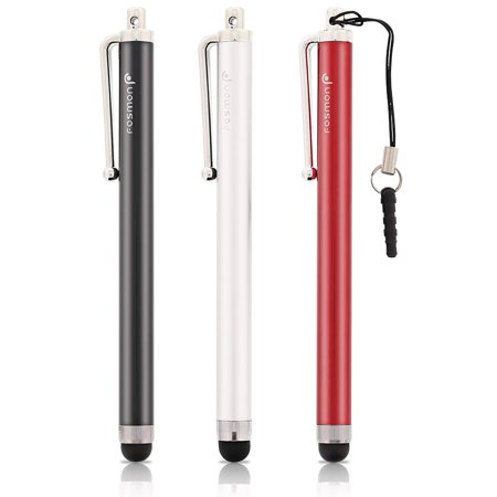 0879565072001 - FOSMON TRIO CAPACITIVE STYLUS IN BLACK, SILVER AND RED FOR KINDLE FIRE, KINDLE P