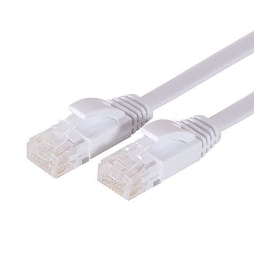 0879565080341 - FOSMON NETWORKING CAT5E FLAT TANGLE FREE ETHERNET PATCH CABLE (WHITE, 100 FEET)