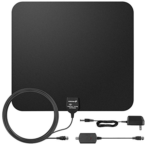 8795650808534 - FOSMON INDOOR ULTRA THIN WITH BUILT-IN AMPLIFIER SIGNAL BOOSTER AND HIGH SIGNAL CAPTURE OF 16.4FT COAXIAL CABLE (BLACK)