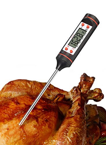 8795655102200 - COOKING THERMOMETER, FOSMON DIGITAL MEAT THERMOMETER INSTANT READ WITH LONG STAINLESS STEEL PROBE & LCD SCREEN FOR FOOD, MEAT, KITCHEN, BBQ, GRILL, LIQUID, OIL
