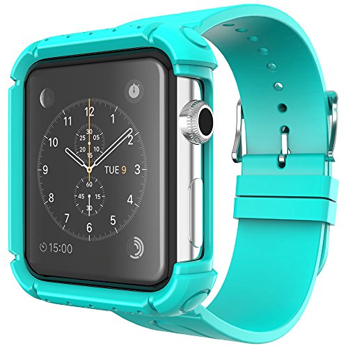 0879565813840 - FOSMON WRISTBAND CASE WITH ADJUSTABLE STRAP FOR APPLE WATCH 42MM (TEAL)