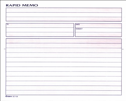 0087958011586 - ADAMS RAPID MEMO BOOK, 8.25 X 8.5 INCH, 2-PART, CARBONLESS, 50 SETS, 1 MEMO PER PAGE, WHITE AND CANARY (SC1158)