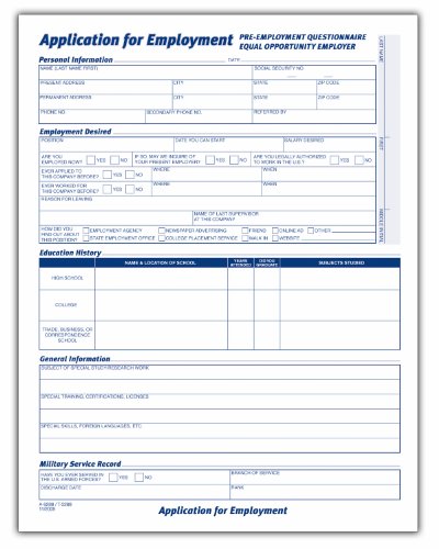 0087958092882 - ADAMS APPLICATIONS FOR EMPLOYMENT, 8.5 X 11 INCH, 25-PACK, WHITE (9288ABF)