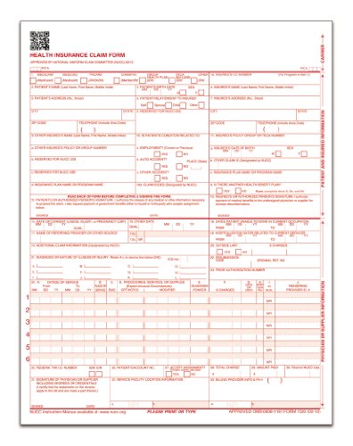 0087958150018 - ADAMS HEALTH INSURANCE CLAIM FORMS FOR LASER PRINTER, 8.5 X 11 INCHES, 100 PER PACK (CMS1500L1V)