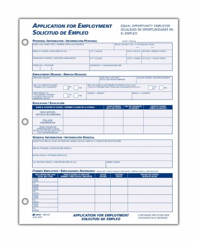 0087958196610 - ADAMS BILINGUAL EMPLOYEE APPLICATION, 8.5 X 11 INCHES, WHITE, 2-PACK (9661ES)