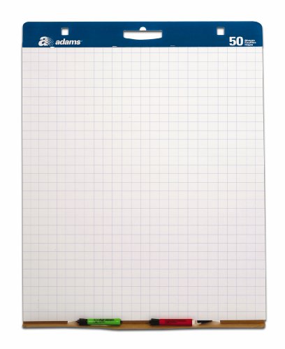 0087958273427 - ADAMS EASEL PADS, 1 INCH GRID LINES, 35.25 X 27 INCHES, WHITE WITH BLUE LINES, 2-PACK (EP927342)