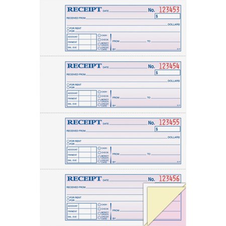 0087958311822 - ADAMS MONEY AND RENT RECEIPT BOOK, 3-PART, CARBONLESS, WHITE/CANARY/PINK,7 5/8 X 10 7/8, 100 SETS PER BOOK (TC1182)