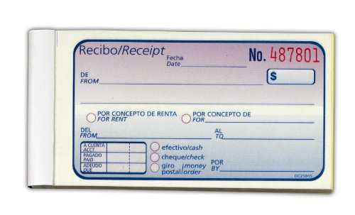 0087958422504 - ADAMS RECIBO RENTA O DINERO, SPANISH LANGUAGE RENT OR MONEY RECEIPT BOOK, 2-PART, CARBONLESS, 2.75 X 4.88, 50 SETS/BOOK (DC2501S)