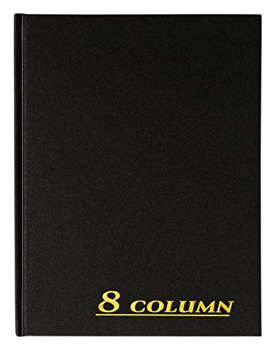 0087958721331 - ADAMS ACCOUNT BOOK, 8-COLUMN, BLACK CLOTH COVER, 9.25 X 7 INCHES, 80 PAGES PER BOOK (ARB8008M)