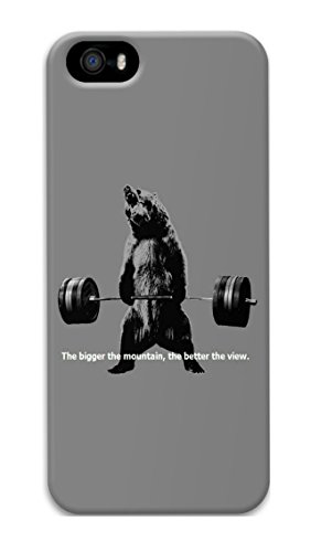 8798998661656 - IPHONE 5 CASE 5S HARD SHELL CASE BEAR LIFTING WEIGHTS THE BIGGER THE MOUNTAIN THE BETTER THE VIEW PROTECTIVE 3D PLASTIC PC CASE FOR IPHONE 5