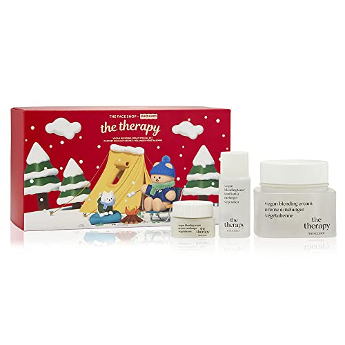 8801051497823 - THE FACE SHOP THE THERAPY VEGAN HOLIDAY SET | ORGANIC VEGAN SOOTHING FACE MOISTURIZER | ELASTICITY IMPROVEMENT, SKIN-FRIENDLY, OIL DROP TEXTURE FOR DEEP HYDRATING | ECO-FRIENDLY, K-BEAUTY SKINCARE