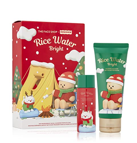 8801051499353 - THE FACE SHOP RICE WATER BRIGHT HOLIDAY SET | FACE WASH FOR SENSITIVE, COMBINATION & OILY SKIN | GENTLE HYDRATING DAILY FACIAL CLEANSING OIL, MAKEUP REMOVER | K-BEAUTY SKINCARE