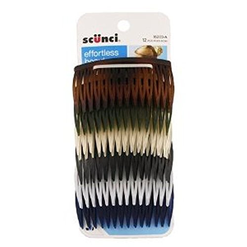 0880147593395 - SCUNCI EFFORTLESS BEAUTY ASSORTED SIDE COMBS, 7CM, 12-COUNT
