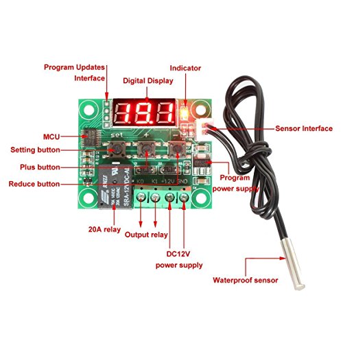 0880212058637 - 12V DC DIGITAL COOLING/HEATING THERMOSTAT TEMP CONTROL -50-110 °C TEMPERATURE CONTROLLER 10A RELAY WITH WATERPROOF SENSOR PROBE
