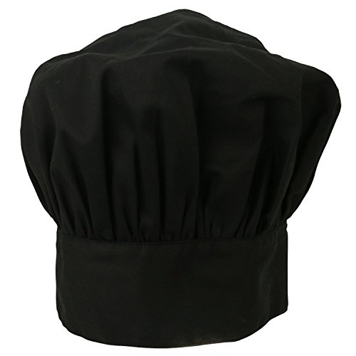 8805764526580 - CHEF HAT MUSHROOM STYLE WITH VELCRO (ONE SIZE, BLACK)