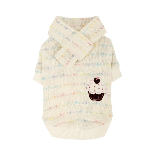 8806166914951 - PINKAHOLIC NEW YORK CANDY MIST KNIT PET SWEATER AND SCARF SET, SMALL, IVORY