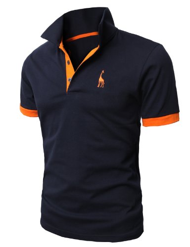 8806173014064 - H2H MENS FINE COTTON GIRAFFE POLO SHIRTS OF VARIOUS COLORS NAVY US M/ASIA XL (JDSK36)