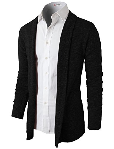 8806191661851 - H2H MENS SHAWL COLLAR CARDIGAN WITHOUT BUTTONS BLACK US S/ASIA M (KMOCAL099)