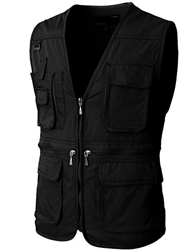 8806199310508 - H2H MENS CASUAL WORK UTILITY HUNTING TRAVELS SPORTS VEST WITH MULTIPLE POCKETS BLACK US L/ASIA XL (KMOV078)