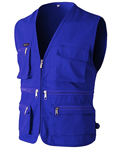 8806199693755 - H2H MENS CASUAL WORK UTILITY HUNTING TRAVELS SPORTS VEST WITH VIVID COLORS BLUE US L/ASIA XL (KMOV085)