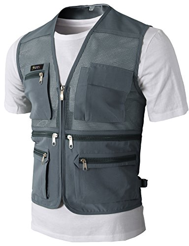 8806344473508 - H2H MENS CASUAL WORK UTILITY HUNTING TRAVELS SPORTS MESH VEST WITH POCKETS GRAY US M/ASIA L (KMOV087)