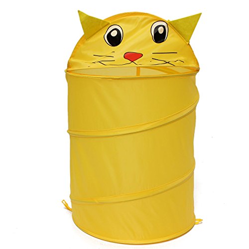 8807556334229 - CUTE KIDS ANIMAL FOLDABLE POP UP HAMPER TOY BAG LAUNDRY CLOTHES STORAGE BASKET (YELLOW LUCKY CAT)