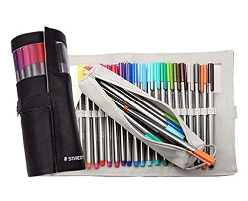 Staedtler TriPlus Fineliners 20 Assorted Colours with Pencil Case 334 PC20 (Black)
