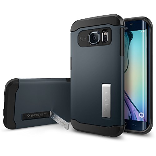 8809404217548 - GALAXY S6 EDGE CASE, SPIGEN® AIR CUSHIONED CORNERS / DUAL LAYER PROTECTIVE CASE FOR GALAXY S6 EDGE - METAL SLATE (SGP11426)