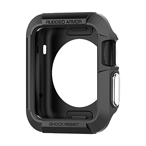 8809404218132 - SPIGEN RUGGED ARMOR APPLE WATCH CASE 38MM WITH RESILIENT SHOCK ABSORPTION AND 2 SCREEN PROTECTORS INCLUDED FOR 38MM APPLE WATCH SERIES 2 / 1 / ORIGINAL - BLACK