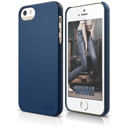 8809461767130 - IPHONE SE CASE, ELAGO® SLIMFIT CASE FOR THE IPHONE SE + HD PROFESSIONAL SCREEN FILM INCLUDED - FULL RETAIL PACKAGING (SOFT FEEL JEAN INDIGO)