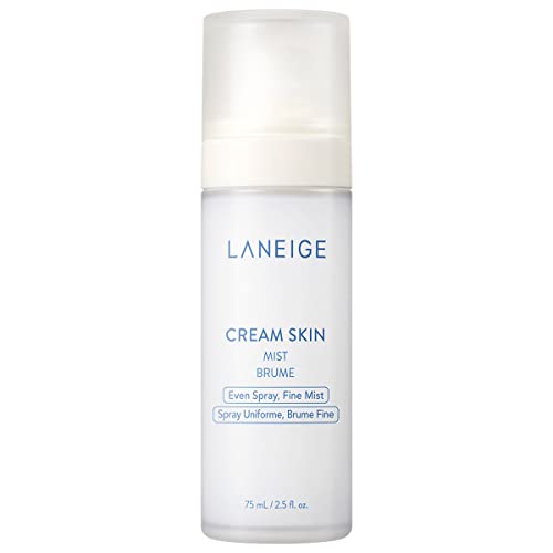 8809685774037 - LANEIGE CREAM SKIN MIST, AMINO ACID-RICH, HYDRATING FINE MIST FOR FACE, WHITE TEA STRENGTHENS MOISTURE BARRIER AND PROVIDES SOOTHING HYDRATION FOR SKIN GLOW ON-THE-GO, 2.5 FL. OZ.