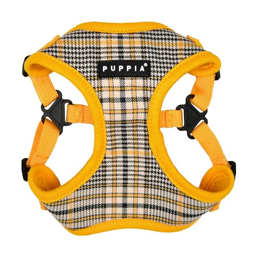 8809867369334 - PUPPIA LUCAS DOG COMFORT HARNESS C (STEP-IN) FASHIONABLE CHECKERED PATTERN SPRING SUMMER HARNESS FOR SMALL AND MEDIUM DOGS, YELLOW, LARGE