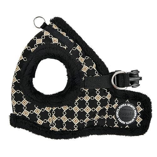 8809912794470 - PUPPIA JACE VEST DOG HARNESS STEP-IN WARM WINTER DIAMOND PATTERN FOR SMALL AND MEDIUM DOG, BLACK, LARGE