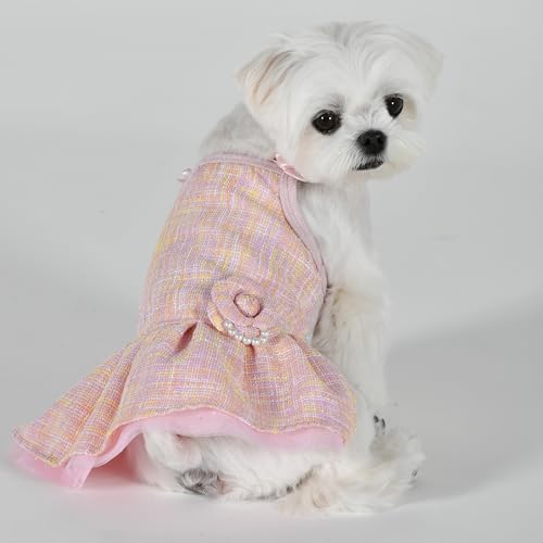 8809912799390 - PINKAHOLIC NEW YORK SPRING/SUMMER HELENA DOG DRESS TRENDY FASHIONABLE CUTE DOG APPAREL, INDIAN PINK, SMALL