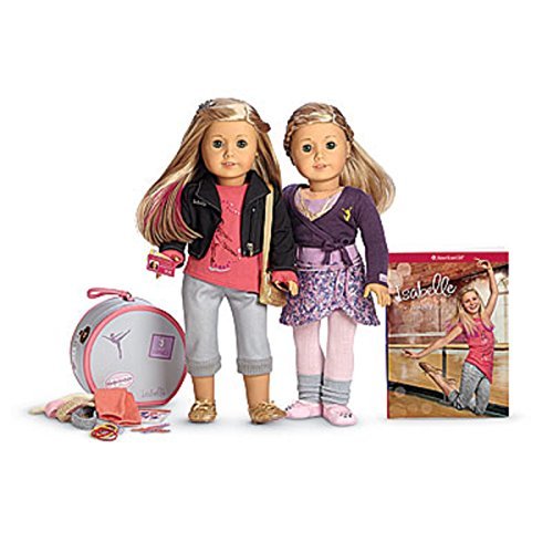 0881314176700 - AMERICAN GIRL ISABELLE'S STARTER COLLECTION 18 DOLL, ACCESSORIES, DANCE CASE, PURPLE LEOTARD, DANCE SKIRT, LEGWARMERS SET, WRAP SWEATER AND 2 BOOKS