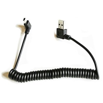 0881314189427 - ROBOTJOY COILED USB 2.0 TYPE A TO MINI-B USB CABLE W/ RIGHT ANGLE CONNECTORS