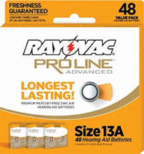 0881314199884 - RAYOVAC PROLINE ADVANCED PREMIUM 13A HEARING AID BATTERIES (48 BATTERIES TOTAL)