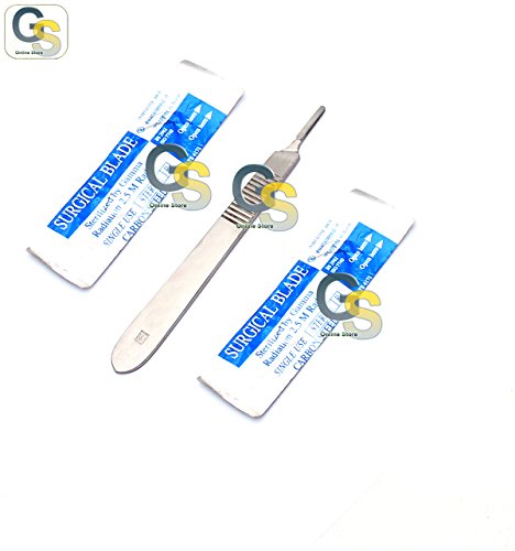 0881314484270 - 1 STAINLESS STEEL SCALPEL KNIFE HANDLE #3 WITH 20 STERILE SCALPEL BLADES #10 & #15 (GSI BRAND)