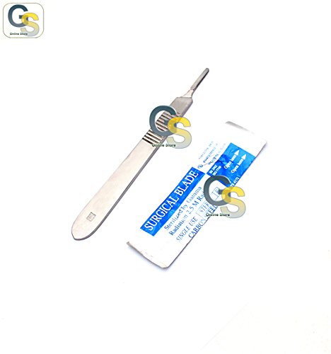 0881314484331 - 1 STAINLESS STEEL SCALPEL KNIFE HANDLE #3 WITH 20 STERILE BLADES #15 (GSI BRAND)