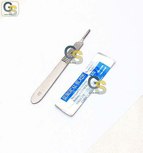 0881314484553 - 1 STAINLESS STEEL SCALPEL KNIFE HANDLE #3 WITH 20 STERILE BLADES #10 (GSI BRAND)